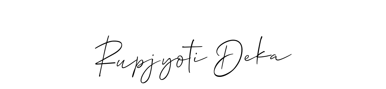 Make a short Rupjyoti Deka signature style. Manage your documents anywhere anytime using Allison_Script. Create and add eSignatures, submit forms, share and send files easily. Rupjyoti Deka signature style 2 images and pictures png