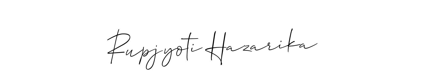 You should practise on your own different ways (Allison_Script) to write your name (Rupjyoti Hazarika) in signature. don't let someone else do it for you. Rupjyoti Hazarika signature style 2 images and pictures png