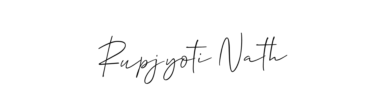 The best way (Allison_Script) to make a short signature is to pick only two or three words in your name. The name Rupjyoti Nath include a total of six letters. For converting this name. Rupjyoti Nath signature style 2 images and pictures png