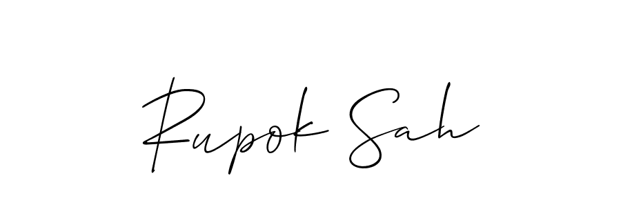 The best way (Allison_Script) to make a short signature is to pick only two or three words in your name. The name Rupok Sah include a total of six letters. For converting this name. Rupok Sah signature style 2 images and pictures png