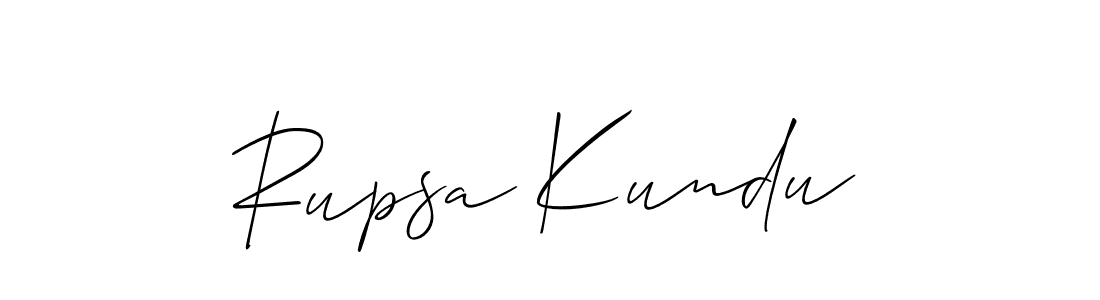 Create a beautiful signature design for name Rupsa Kundu. With this signature (Allison_Script) fonts, you can make a handwritten signature for free. Rupsa Kundu signature style 2 images and pictures png