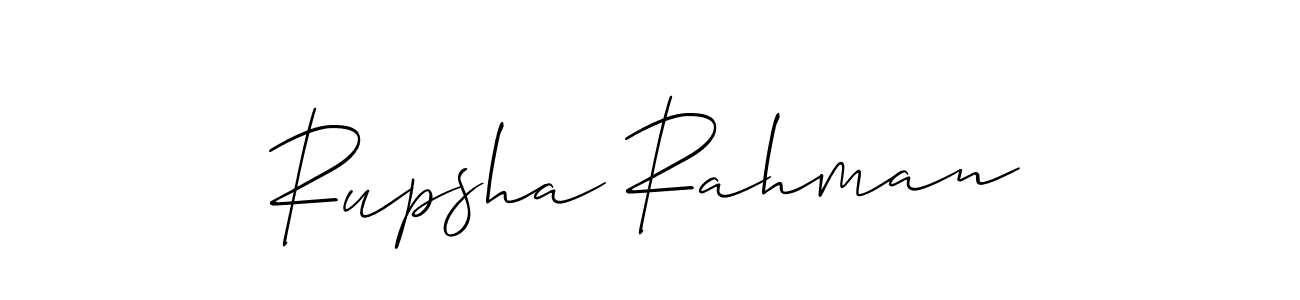 Also You can easily find your signature by using the search form. We will create Rupsha Rahman name handwritten signature images for you free of cost using Allison_Script sign style. Rupsha Rahman signature style 2 images and pictures png