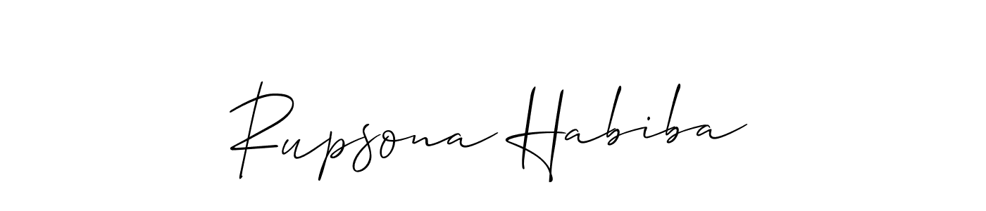 Use a signature maker to create a handwritten signature online. With this signature software, you can design (Allison_Script) your own signature for name Rupsona Habiba. Rupsona Habiba signature style 2 images and pictures png