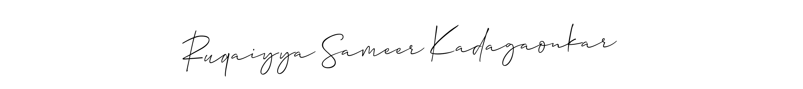 Use a signature maker to create a handwritten signature online. With this signature software, you can design (Allison_Script) your own signature for name Ruqaiyya Sameer Kadagaonkar. Ruqaiyya Sameer Kadagaonkar signature style 2 images and pictures png