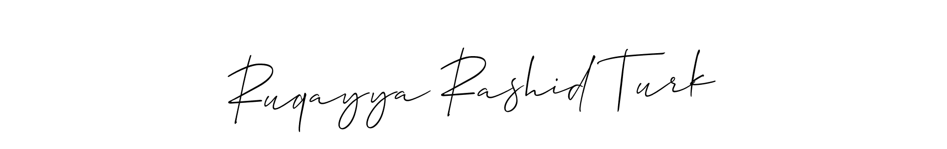 Similarly Allison_Script is the best handwritten signature design. Signature creator online .You can use it as an online autograph creator for name Ruqayya Rashid Turk. Ruqayya Rashid Turk signature style 2 images and pictures png
