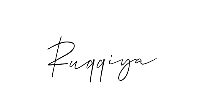 Create a beautiful signature design for name Ruqqiya. With this signature (Allison_Script) fonts, you can make a handwritten signature for free. Ruqqiya signature style 2 images and pictures png