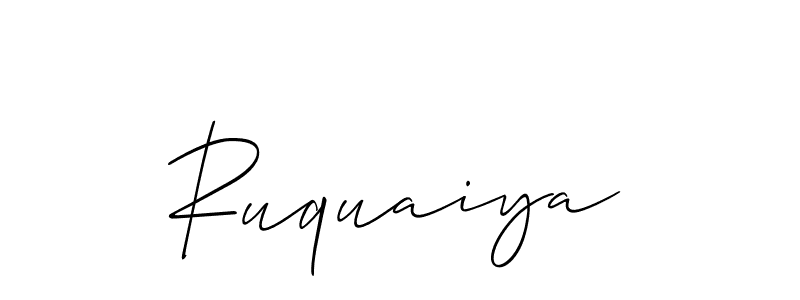 Design your own signature with our free online signature maker. With this signature software, you can create a handwritten (Allison_Script) signature for name Ruquaiya. Ruquaiya signature style 2 images and pictures png