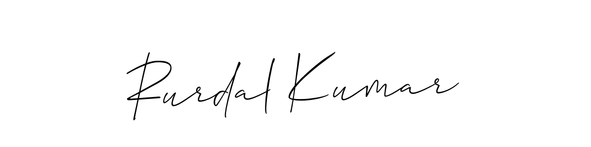 The best way (Allison_Script) to make a short signature is to pick only two or three words in your name. The name Rurdal Kumar include a total of six letters. For converting this name. Rurdal Kumar signature style 2 images and pictures png