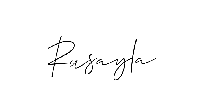 Allison_Script is a professional signature style that is perfect for those who want to add a touch of class to their signature. It is also a great choice for those who want to make their signature more unique. Get Rusayla name to fancy signature for free. Rusayla signature style 2 images and pictures png