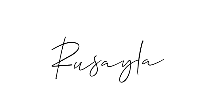 Allison_Script is a professional signature style that is perfect for those who want to add a touch of class to their signature. It is also a great choice for those who want to make their signature more unique. Get Rusayla name to fancy signature for free. Rusayla signature style 2 images and pictures png