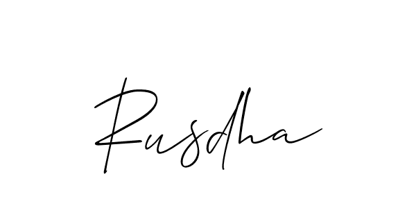 Use a signature maker to create a handwritten signature online. With this signature software, you can design (Allison_Script) your own signature for name Rusdha. Rusdha signature style 2 images and pictures png