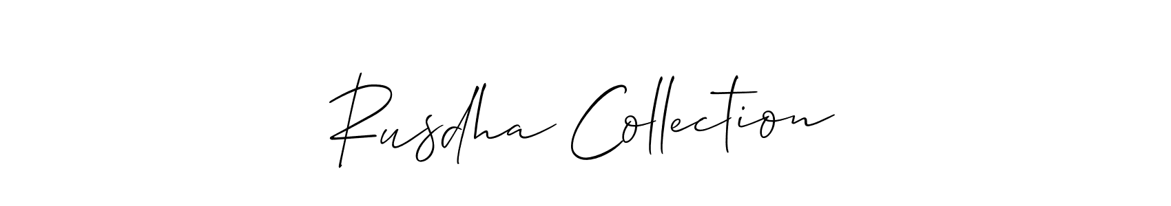 Create a beautiful signature design for name Rusdha Collection. With this signature (Allison_Script) fonts, you can make a handwritten signature for free. Rusdha Collection signature style 2 images and pictures png