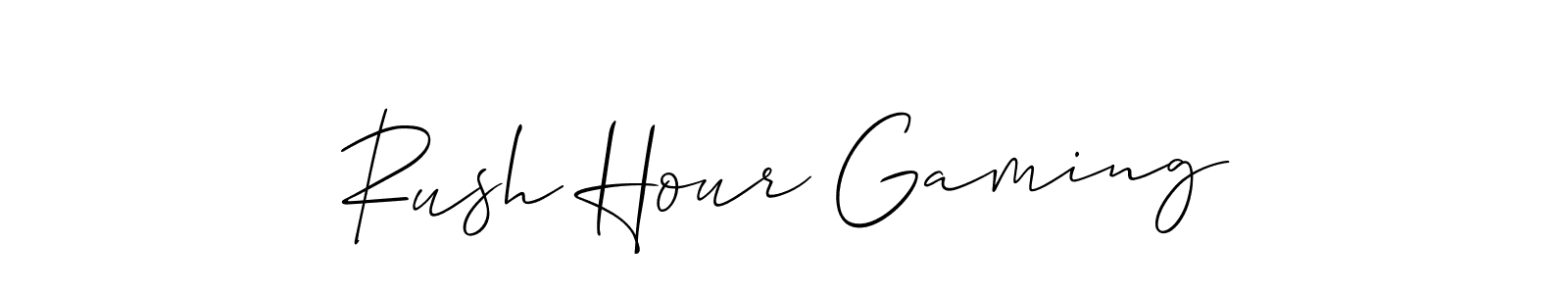 How to Draw Rush Hour Gaming signature style? Allison_Script is a latest design signature styles for name Rush Hour Gaming. Rush Hour Gaming signature style 2 images and pictures png