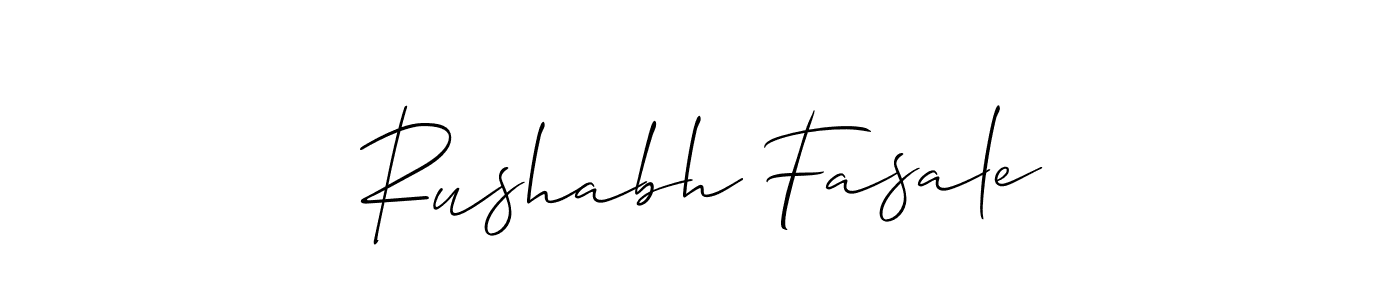How to make Rushabh Fasale name signature. Use Allison_Script style for creating short signs online. This is the latest handwritten sign. Rushabh Fasale signature style 2 images and pictures png