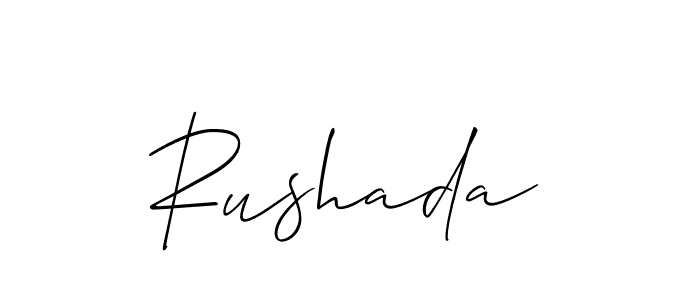 It looks lik you need a new signature style for name Rushada. Design unique handwritten (Allison_Script) signature with our free signature maker in just a few clicks. Rushada signature style 2 images and pictures png