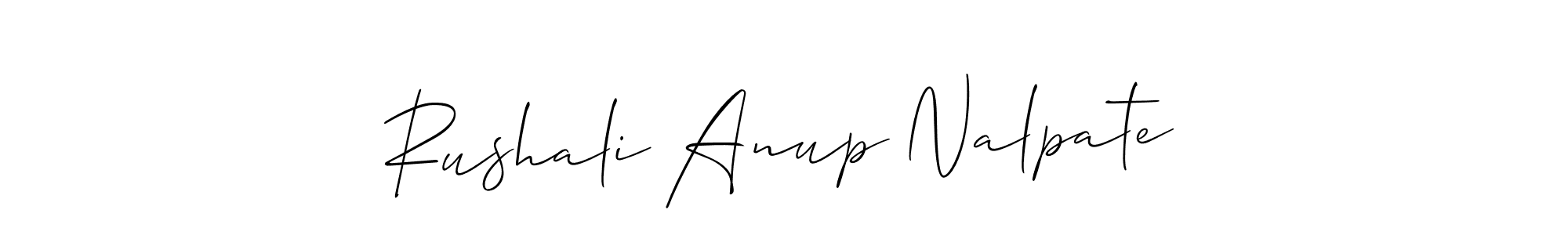 Similarly Allison_Script is the best handwritten signature design. Signature creator online .You can use it as an online autograph creator for name Rushali Anup Nalpate. Rushali Anup Nalpate signature style 2 images and pictures png