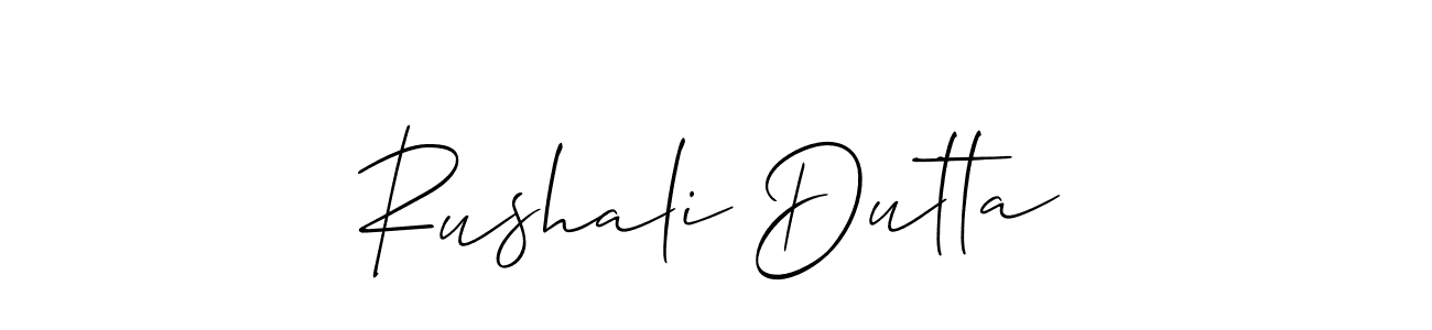 The best way (Allison_Script) to make a short signature is to pick only two or three words in your name. The name Rushali Dutta include a total of six letters. For converting this name. Rushali Dutta signature style 2 images and pictures png