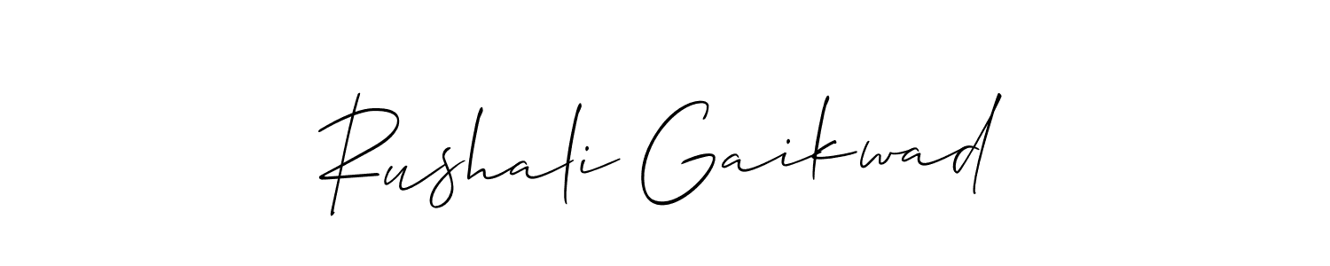 You should practise on your own different ways (Allison_Script) to write your name (Rushali Gaikwad) in signature. don't let someone else do it for you. Rushali Gaikwad signature style 2 images and pictures png