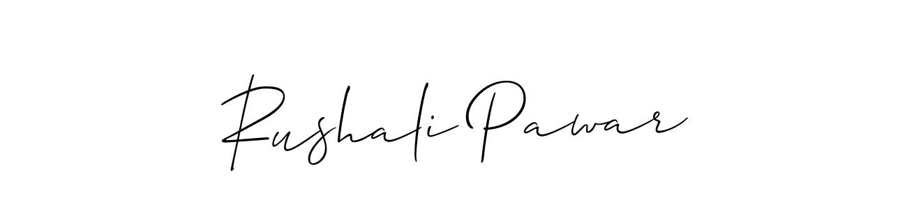 Similarly Allison_Script is the best handwritten signature design. Signature creator online .You can use it as an online autograph creator for name Rushali Pawar. Rushali Pawar signature style 2 images and pictures png