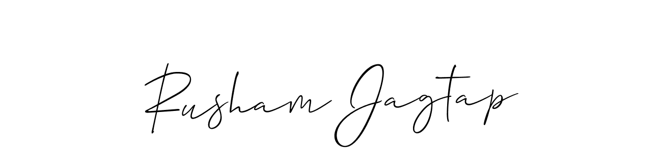 This is the best signature style for the Rusham Jagtap name. Also you like these signature font (Allison_Script). Mix name signature. Rusham Jagtap signature style 2 images and pictures png