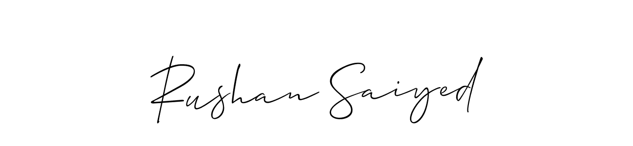 How to make Rushan Saiyed name signature. Use Allison_Script style for creating short signs online. This is the latest handwritten sign. Rushan Saiyed signature style 2 images and pictures png