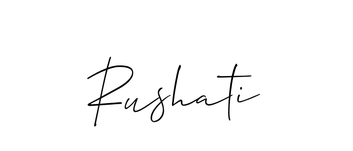 Make a beautiful signature design for name Rushati. With this signature (Allison_Script) style, you can create a handwritten signature for free. Rushati signature style 2 images and pictures png