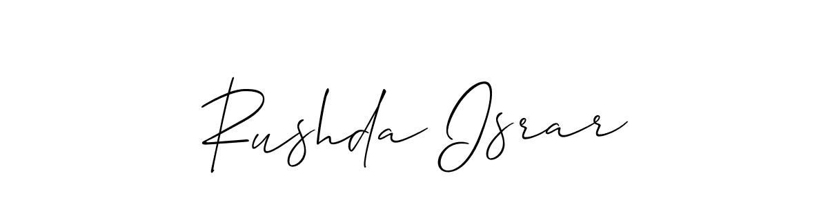 Rushda Israr stylish signature style. Best Handwritten Sign (Allison_Script) for my name. Handwritten Signature Collection Ideas for my name Rushda Israr. Rushda Israr signature style 2 images and pictures png