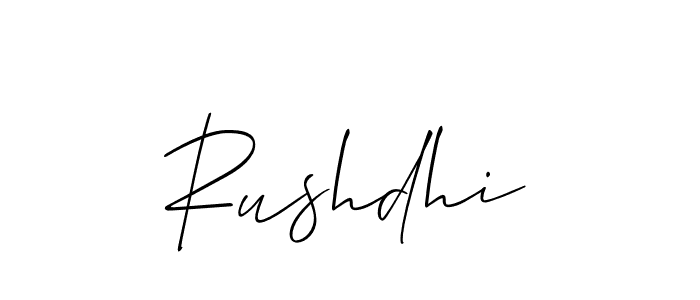 How to make Rushdhi signature? Allison_Script is a professional autograph style. Create handwritten signature for Rushdhi name. Rushdhi signature style 2 images and pictures png