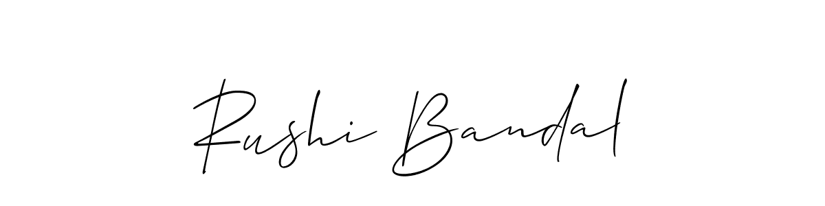 How to make Rushi Bandal name signature. Use Allison_Script style for creating short signs online. This is the latest handwritten sign. Rushi Bandal signature style 2 images and pictures png