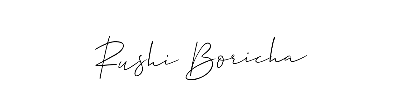 Use a signature maker to create a handwritten signature online. With this signature software, you can design (Allison_Script) your own signature for name Rushi Boricha. Rushi Boricha signature style 2 images and pictures png