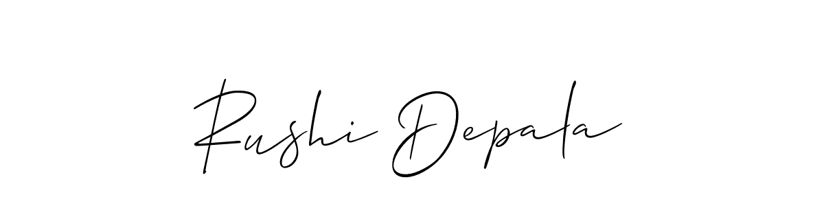Make a short Rushi Depala signature style. Manage your documents anywhere anytime using Allison_Script. Create and add eSignatures, submit forms, share and send files easily. Rushi Depala signature style 2 images and pictures png