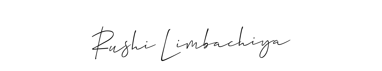 Also we have Rushi Limbachiya name is the best signature style. Create professional handwritten signature collection using Allison_Script autograph style. Rushi Limbachiya signature style 2 images and pictures png