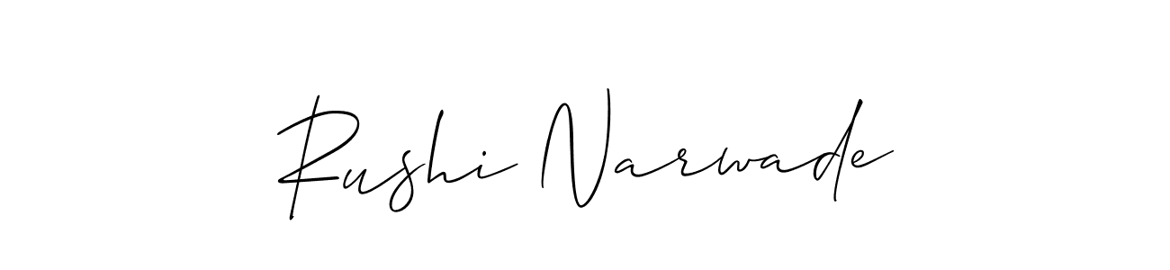 Create a beautiful signature design for name Rushi Narwade. With this signature (Allison_Script) fonts, you can make a handwritten signature for free. Rushi Narwade signature style 2 images and pictures png
