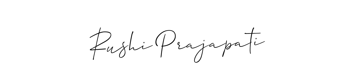 Make a beautiful signature design for name Rushi Prajapati. With this signature (Allison_Script) style, you can create a handwritten signature for free. Rushi Prajapati signature style 2 images and pictures png
