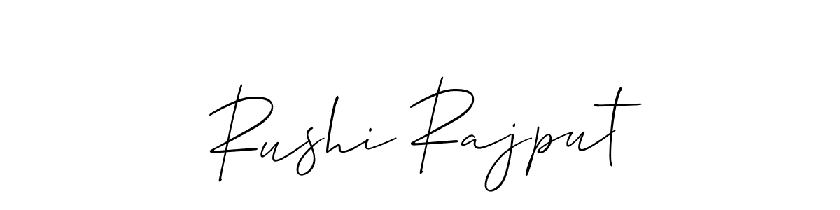How to make Rushi Rajput name signature. Use Allison_Script style for creating short signs online. This is the latest handwritten sign. Rushi Rajput signature style 2 images and pictures png
