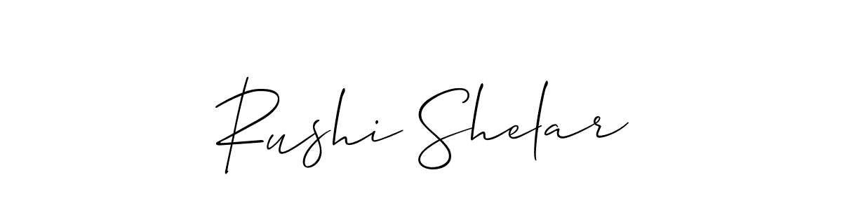 Use a signature maker to create a handwritten signature online. With this signature software, you can design (Allison_Script) your own signature for name Rushi Shelar. Rushi Shelar signature style 2 images and pictures png