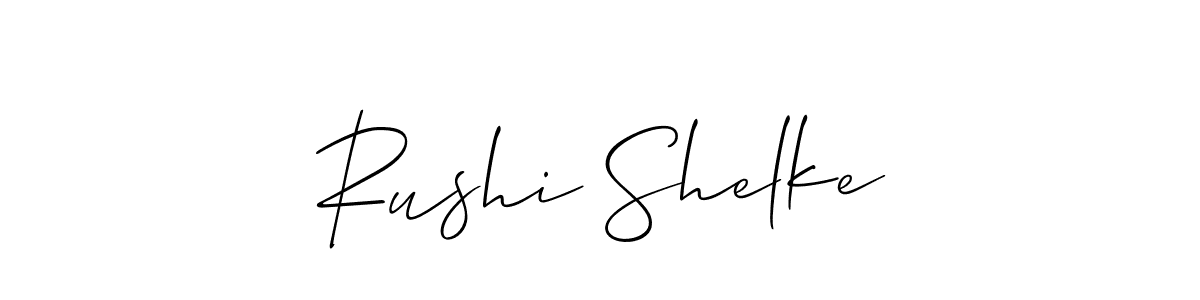 How to make Rushi Shelke name signature. Use Allison_Script style for creating short signs online. This is the latest handwritten sign. Rushi Shelke signature style 2 images and pictures png