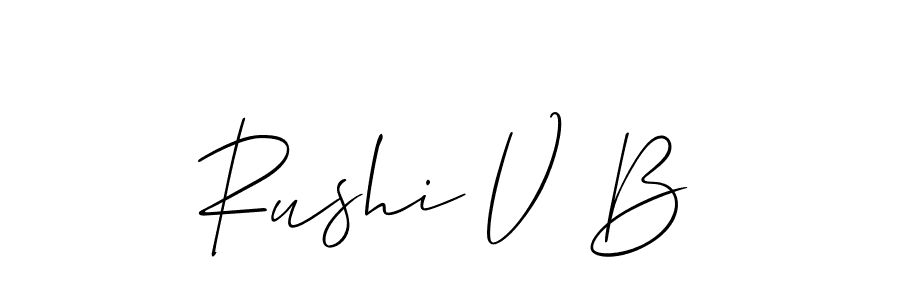 You should practise on your own different ways (Allison_Script) to write your name (Rushi V B) in signature. don't let someone else do it for you. Rushi V B signature style 2 images and pictures png