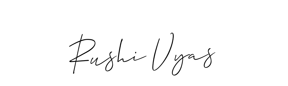 Make a beautiful signature design for name Rushi Vyas. With this signature (Allison_Script) style, you can create a handwritten signature for free. Rushi Vyas signature style 2 images and pictures png