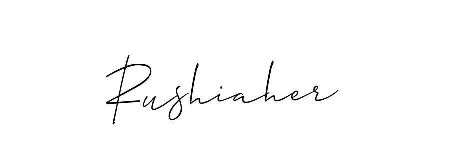 Make a short Rushiaher signature style. Manage your documents anywhere anytime using Allison_Script. Create and add eSignatures, submit forms, share and send files easily. Rushiaher signature style 2 images and pictures png