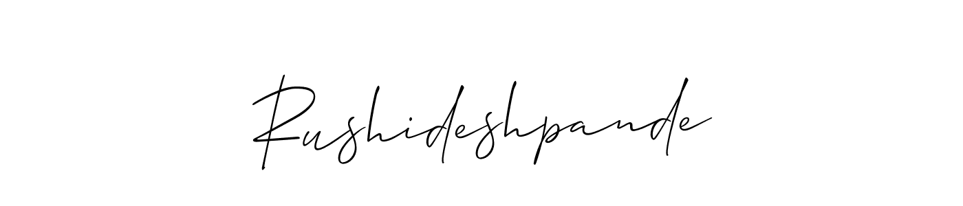 It looks lik you need a new signature style for name Rushideshpande. Design unique handwritten (Allison_Script) signature with our free signature maker in just a few clicks. Rushideshpande signature style 2 images and pictures png