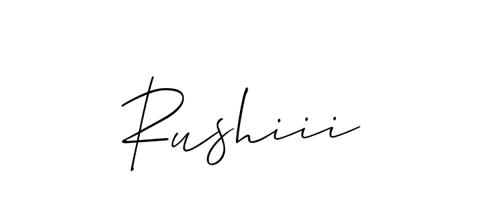 Make a beautiful signature design for name Rushiii. With this signature (Allison_Script) style, you can create a handwritten signature for free. Rushiii signature style 2 images and pictures png