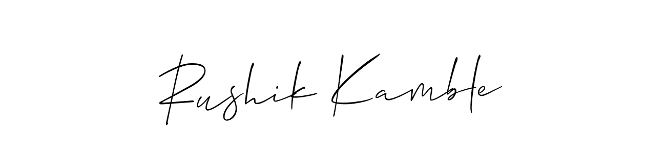 Rushik Kamble stylish signature style. Best Handwritten Sign (Allison_Script) for my name. Handwritten Signature Collection Ideas for my name Rushik Kamble. Rushik Kamble signature style 2 images and pictures png