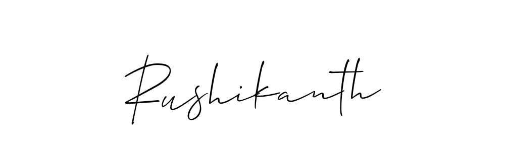 Make a beautiful signature design for name Rushikanth. With this signature (Allison_Script) style, you can create a handwritten signature for free. Rushikanth signature style 2 images and pictures png