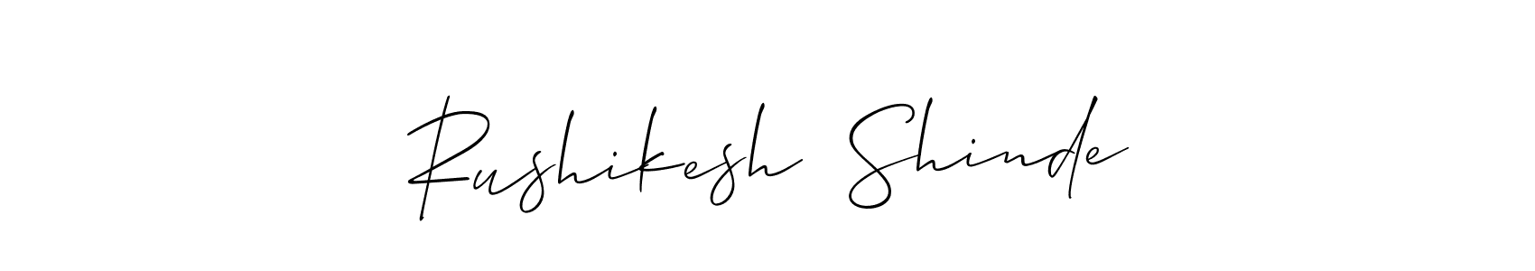 if you are searching for the best signature style for your name Rushikesh  Shinde. so please give up your signature search. here we have designed multiple signature styles  using Allison_Script. Rushikesh  Shinde signature style 2 images and pictures png