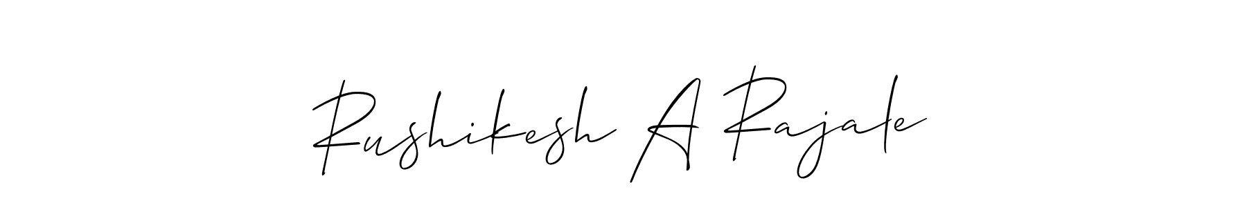 How to make Rushikesh A Rajale name signature. Use Allison_Script style for creating short signs online. This is the latest handwritten sign. Rushikesh A Rajale signature style 2 images and pictures png