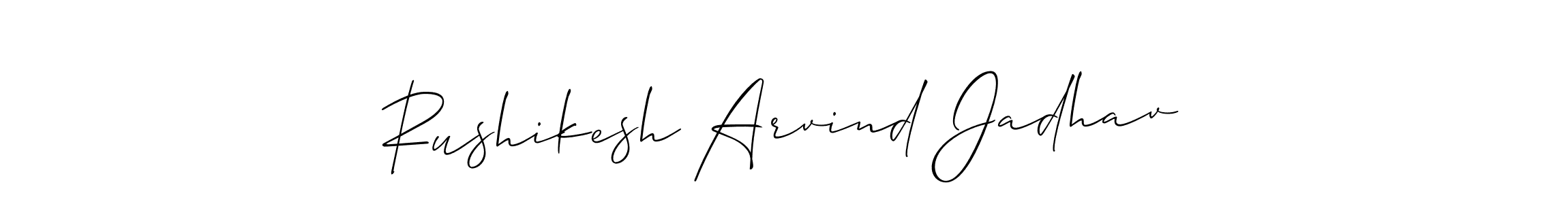 The best way (Allison_Script) to make a short signature is to pick only two or three words in your name. The name Rushikesh Arvind Jadhav include a total of six letters. For converting this name. Rushikesh Arvind Jadhav signature style 2 images and pictures png