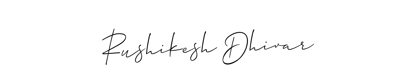 You should practise on your own different ways (Allison_Script) to write your name (Rushikesh Dhivar) in signature. don't let someone else do it for you. Rushikesh Dhivar signature style 2 images and pictures png