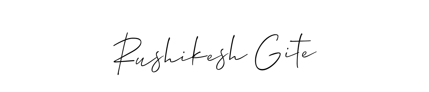You should practise on your own different ways (Allison_Script) to write your name (Rushikesh Gite) in signature. don't let someone else do it for you. Rushikesh Gite signature style 2 images and pictures png