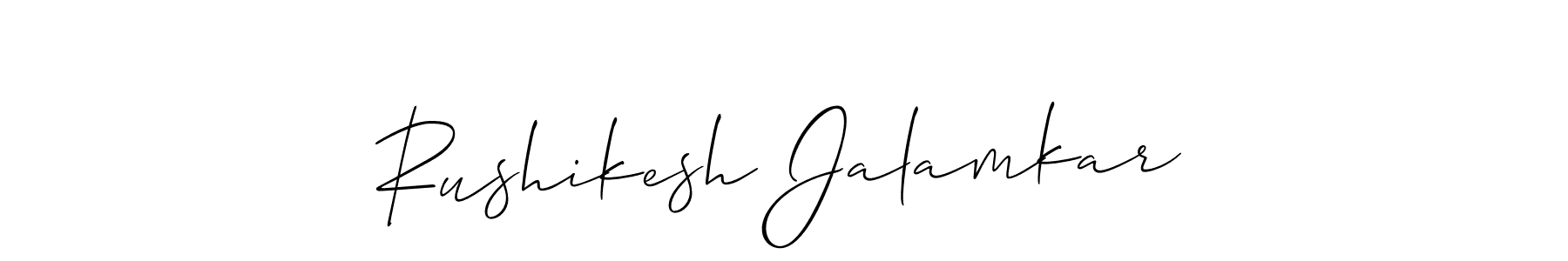 Allison_Script is a professional signature style that is perfect for those who want to add a touch of class to their signature. It is also a great choice for those who want to make their signature more unique. Get Rushikesh Jalamkar name to fancy signature for free. Rushikesh Jalamkar signature style 2 images and pictures png